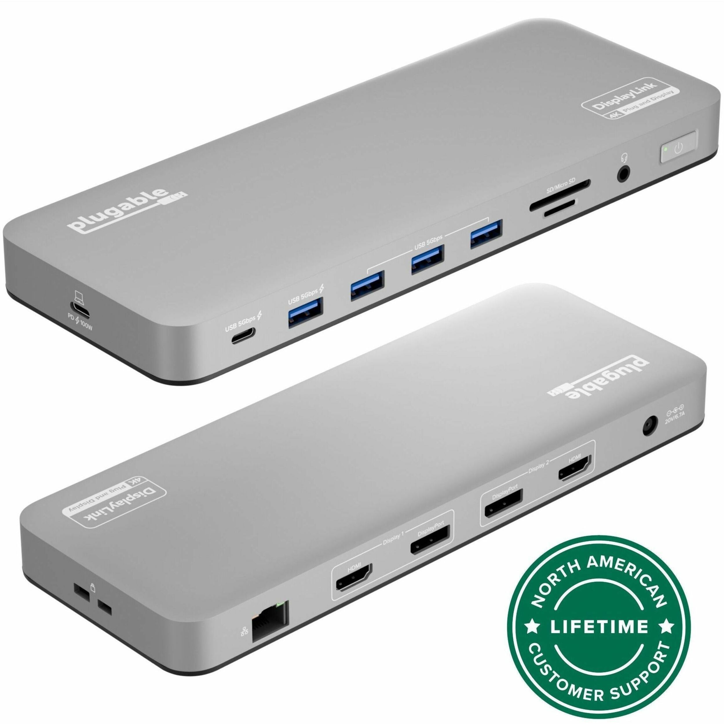 Plugable USB C Laptop Docking Station, Dual Monitor 4K 60Hz for Apple Mac M1/M2/M3/M4/M5/Neo