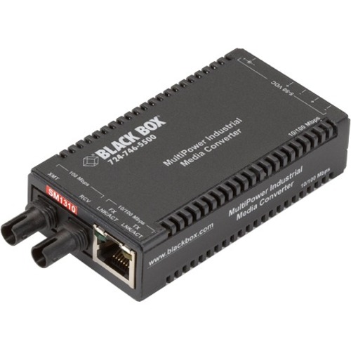 "Fast Ethernet (100-Mbps) Industrial Media Converter - 10/100-Mbps Copper to 100-Mbps Singlemode Fiber, Hardened Temperature, 1310nm, 40km, ST "