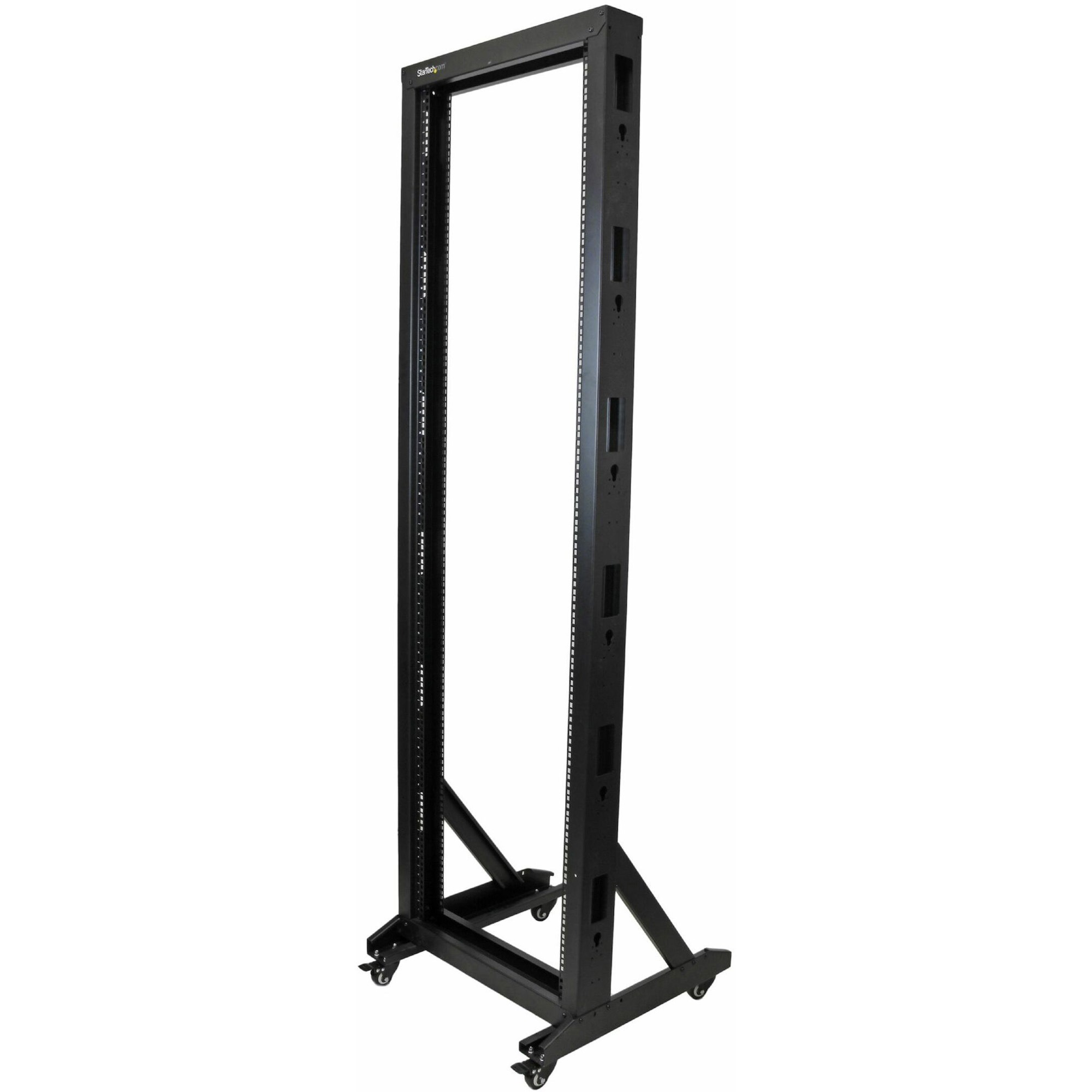 StarTech 2-Post 42U Mobile Open Frame Server Rack, Two Post 19in Network Rack with Casters, Rolling Open Rack for AV/Data/IT Equipment