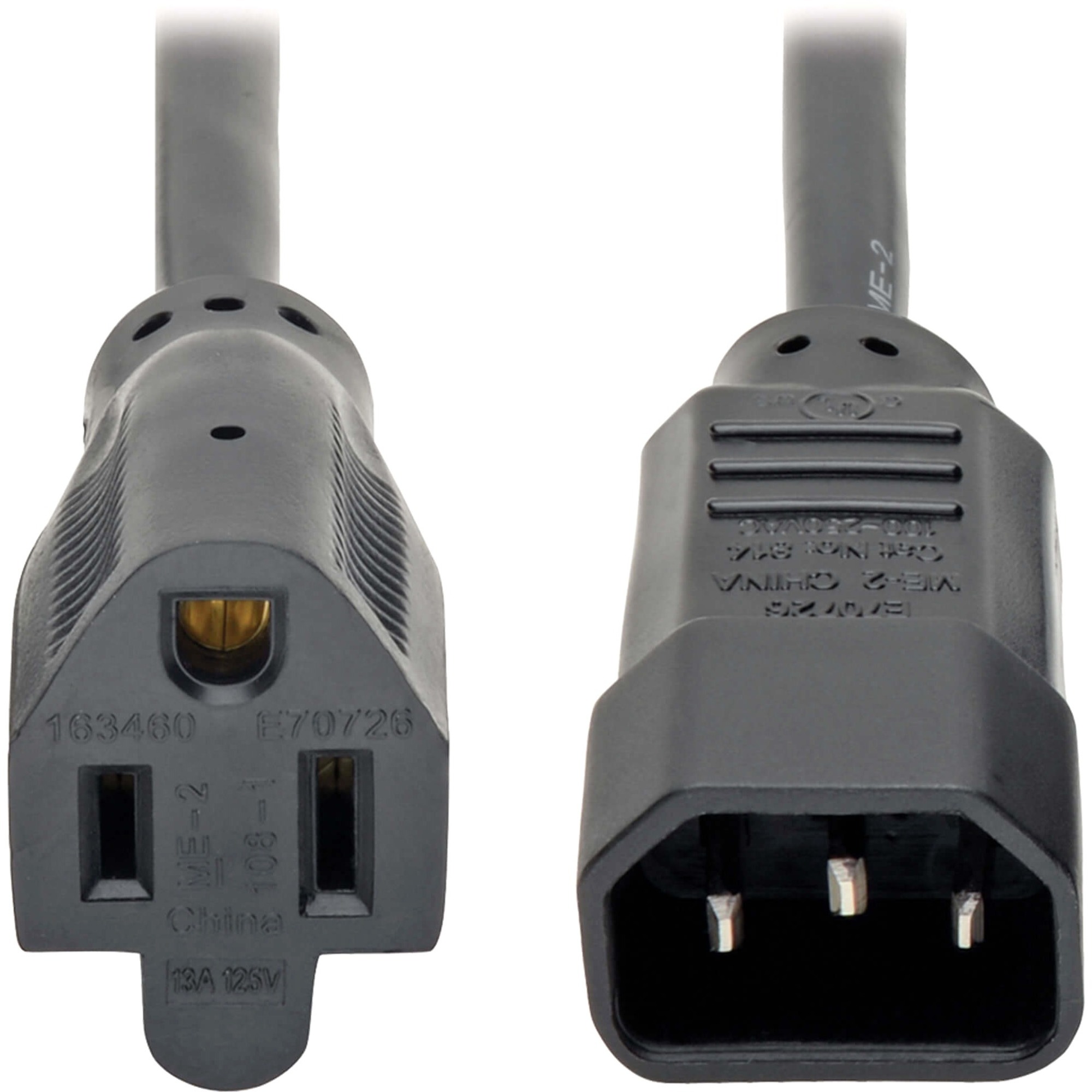 Eaton Tripp Lite Series NEMA 5-15R to C14 Computer AC Power Cable - 10A, 125V, 18 AWG, 2 ft. (0.61 m), Black