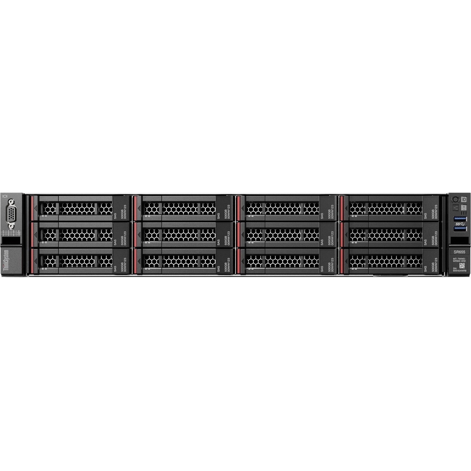 Lenovo ThinkSystem SR655 7Z01A057NA 2U Rack Server - 1 EPYC 7252 3.10 GHz - 16 GB RAM - Serial ATA Controller