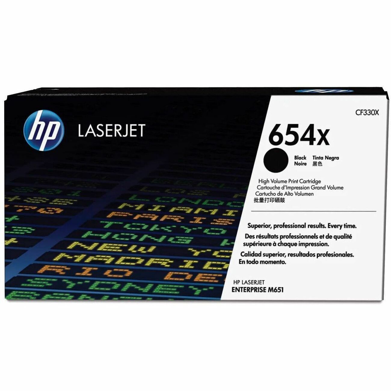 HP 654X (CF330X) Original High Yield Laser Toner Cartridge - Single Pack - Black - 1 Each