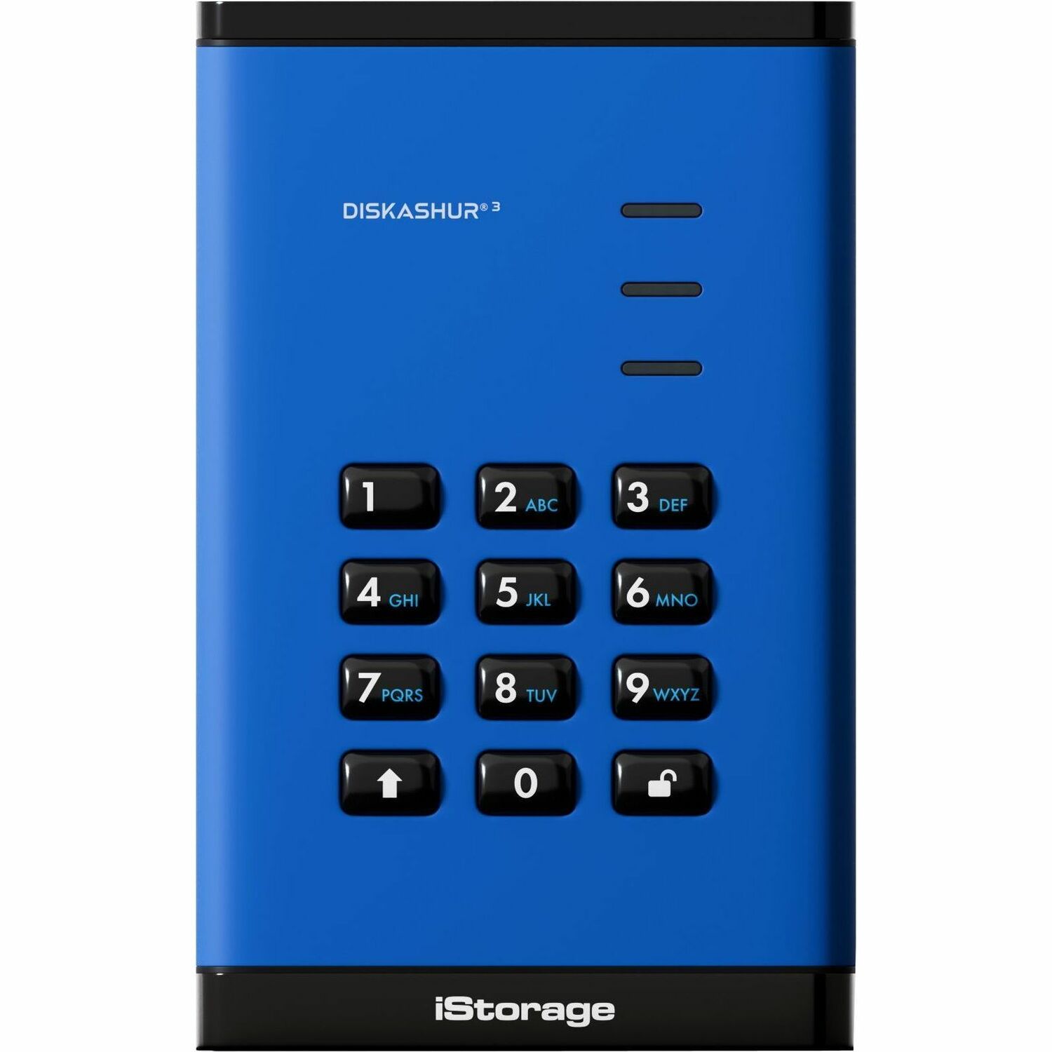 iStorage diskAshur3 512 GB Portable Solid State Drive | Blue | Incorporated Common Criteria EAL 5+ | PIN protected | AES 256-bit Full Disk Hardware Encryption | Dust/Water Resistant | TAA Compliant