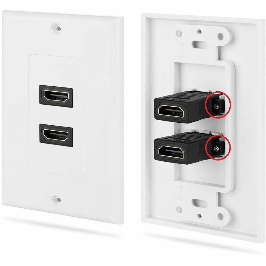 4XEM 2 Port/Outlet Female HDMI Wall Plate (White)