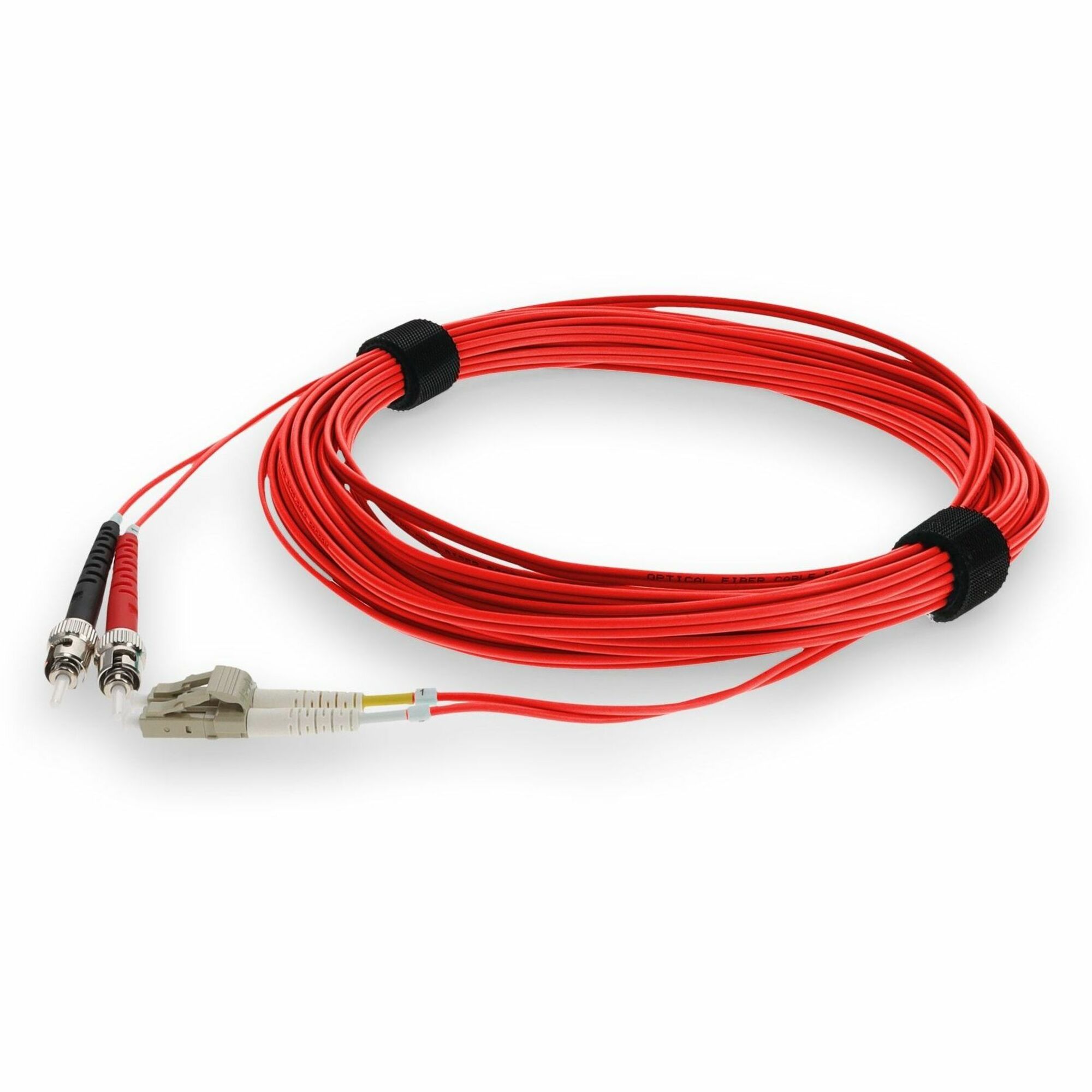 AddOn 2m ST to LC Red OM4 Duplex OFNR (Riser-Rated) Fiber Patch Cable