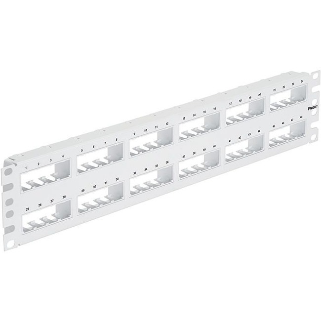 PanNet Flat,Unshielded, Patch Panel, 48 Port, 2 RU, White