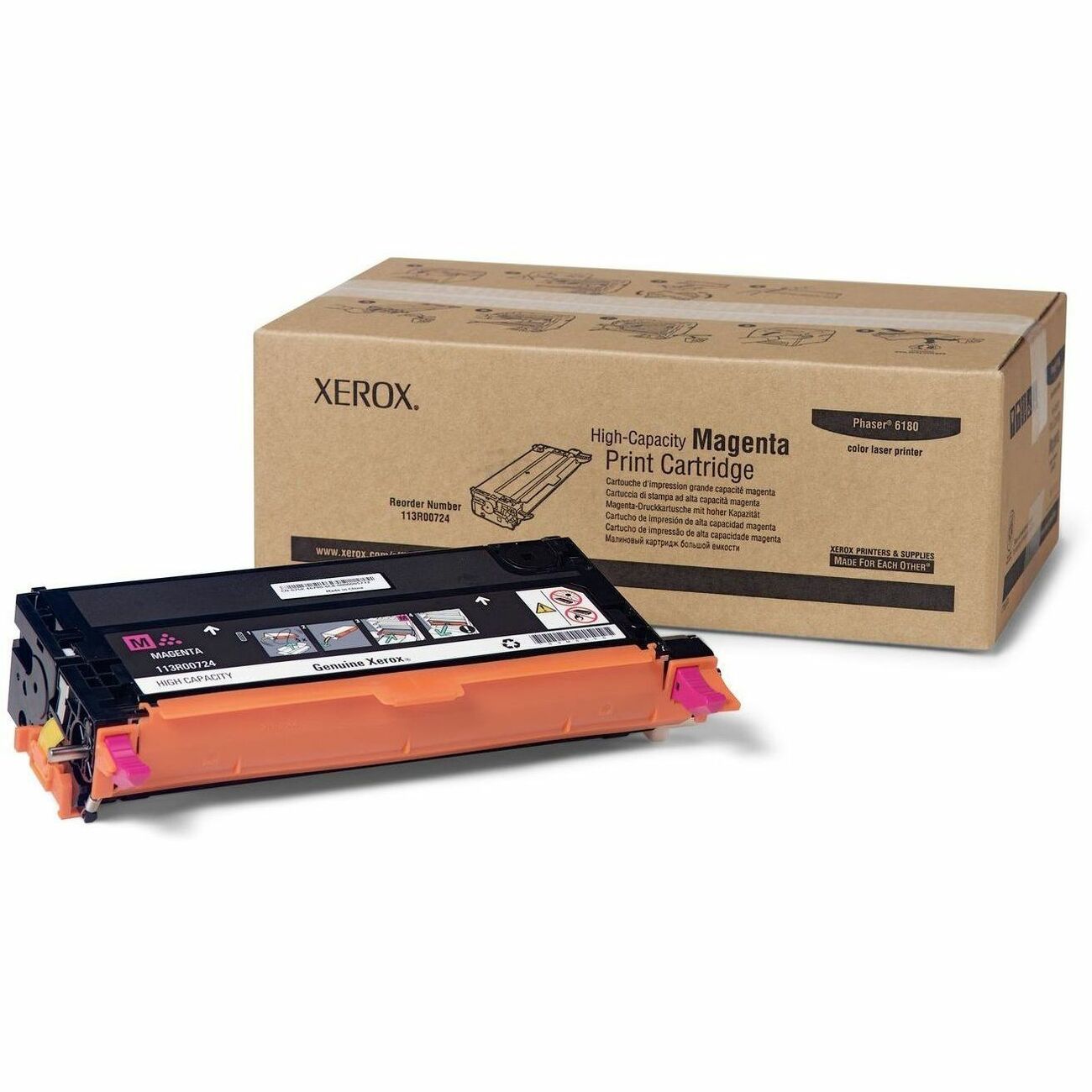 Xerox Genuine Phaser™ 6180/6180MFP Magenta High capacity Toner Cartridge (6000 Pages) - 113R00724