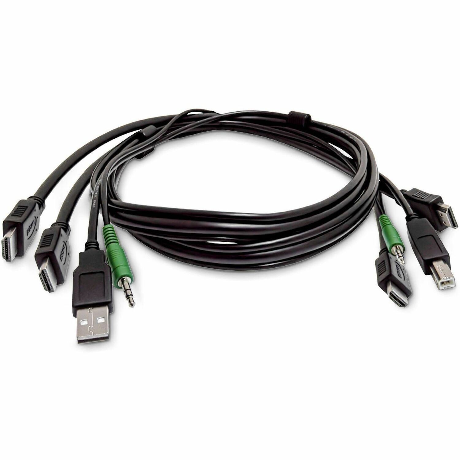 StarTech 10ft (3m) Dual-HDMI KVM Cable, USB 2.0, 3.5mm Audio, Universally Compatible Combo Cable for KVM Switches, TAA