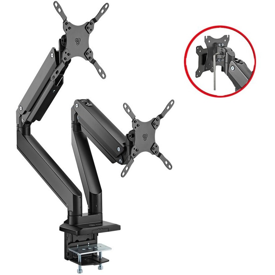 SIIG Dual Monitor Heavy-Duty Premium Aluminum Gas Spring Desk Mount - 17 to 35"