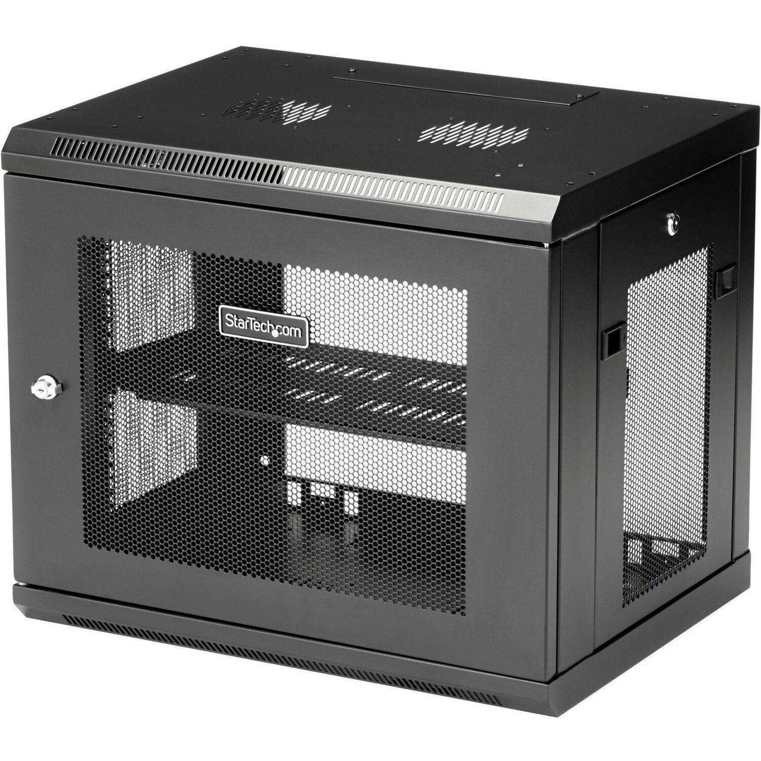 StarTech 2-Post 9U Wall Mount Network Cabinet, 19" Wall-Mounted Server Rack for Data / IT Equipment, Small Lockable Rack Enclosure