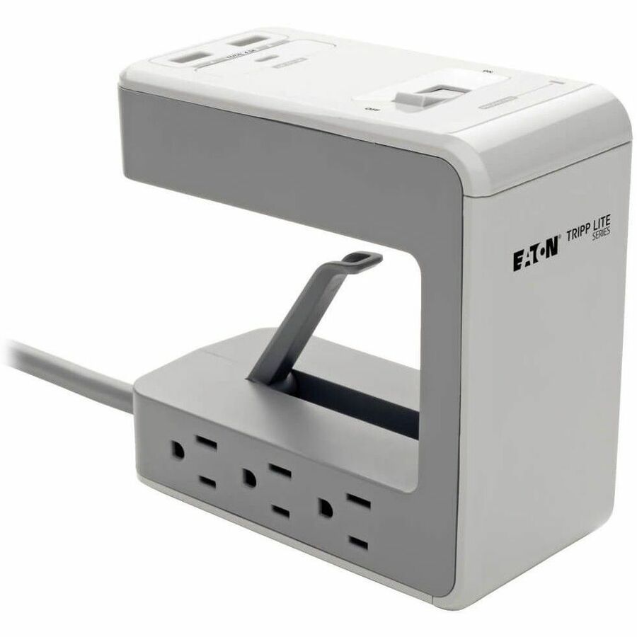 Tripp Lite by Eaton 6-Outlet Surge Protector w/2 USB-A (2.4A Shared) & 1 USB-C (3A) - 8 ft. (2.43 m) Cord, 1080 Joules, Desk Clamp