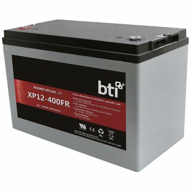 BTI XP12-400FR-BTI 12V 405W 96AH SEALED LEAD ACID BATTERY FOR VARIOUS BACK-UP UPS SYSTEMS, ALARM SYSTEMS, DATA CENTERS