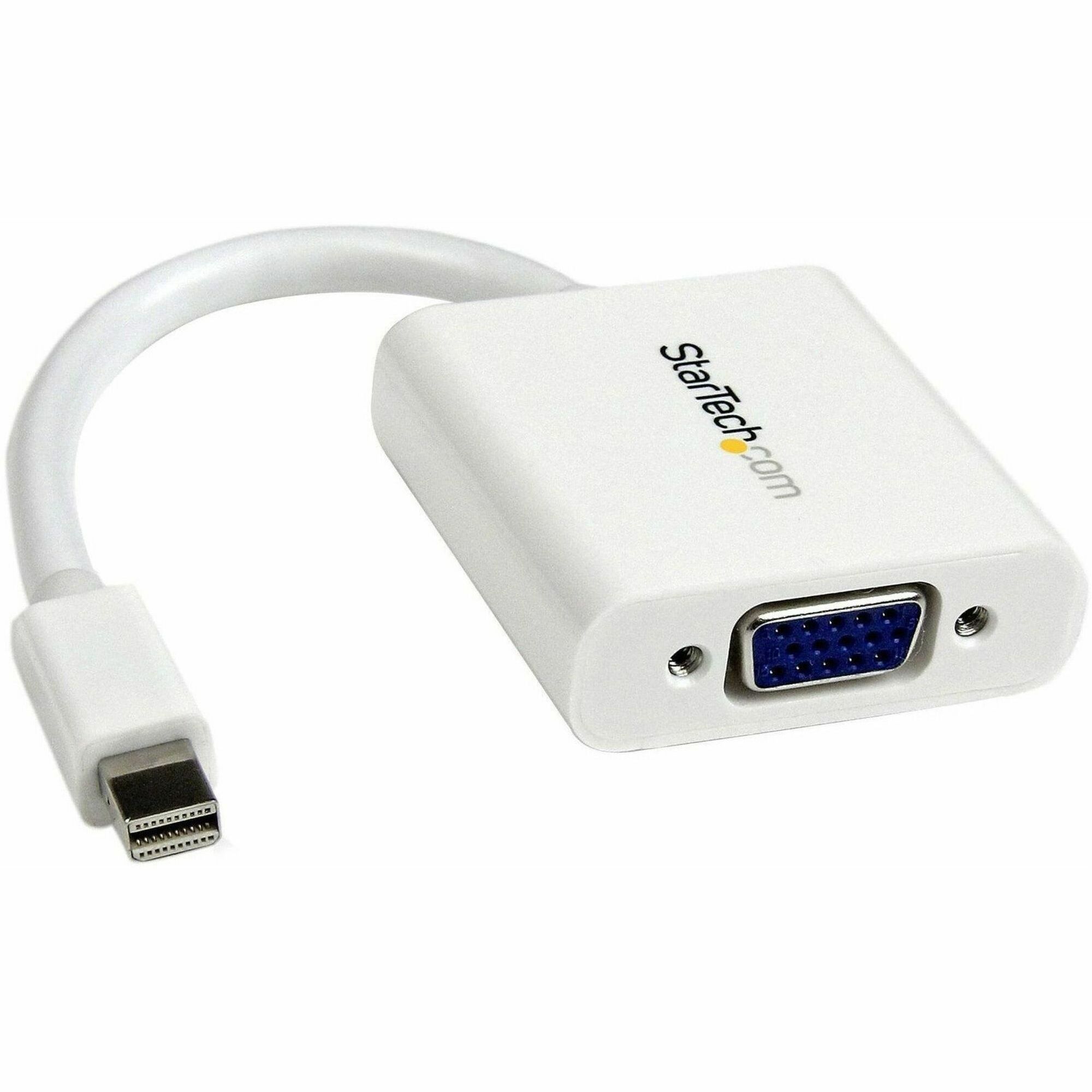 StarTech Mini DisplayPort to VGA Adapter, Active Mini DP to VGA Converter, 1080p Video, mDP 1.2 to VGA Monitor/Display Adapter Dongle