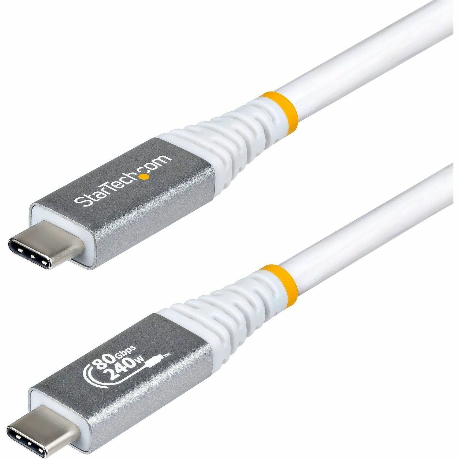 StarTech 1.5ft (45cm) USB4 Cable, 80Gbps, USB-IF Certified USB-C Cable, 240W, 8K 120Hz/4K 240Hz DP2.1, Thunderbolt 4 Compatible, White