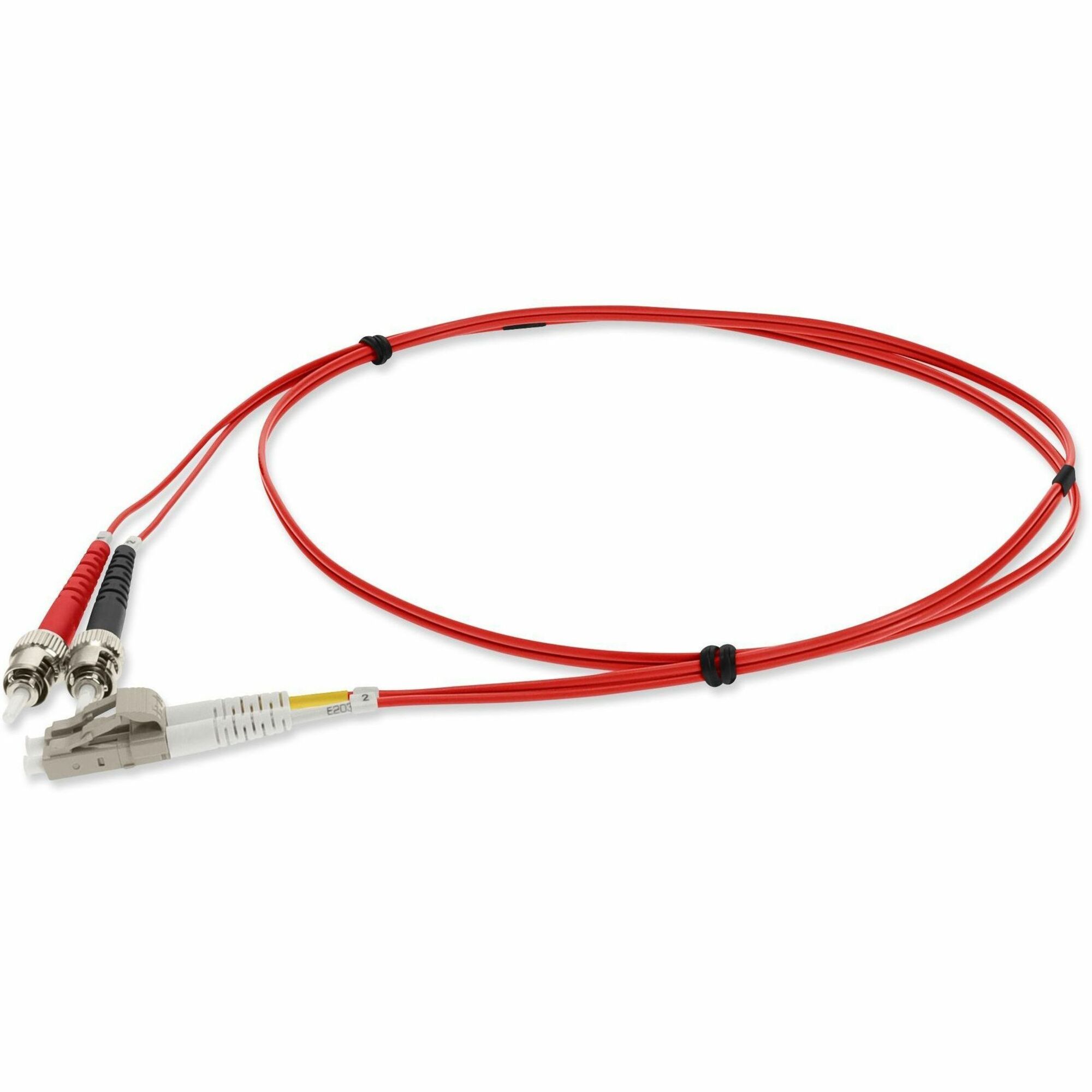 AddOn 10m ST to LC Red OM1 Duplex OFNR (Riser-Rated) MMF Fiber Patch Cable