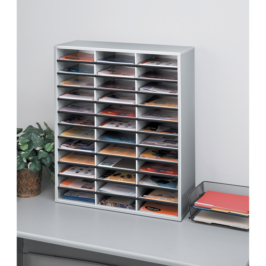 Fellowes Literature Organizer - 36 Compartment Sorter, Dove Gray