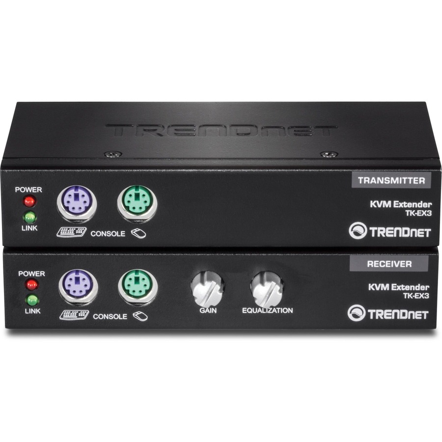 TRENDnet KVM Extension Kit, Extend Keyboard/Video/Mouse Controls, up to 150 Meters (490 ft.), Hot-Keys, PS/2, VGA, USB Type A, Windows/Linux/Mac/Sun Solaris/DOS, TK-EX3