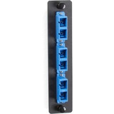Black Box Standard Adapter Panel, Ceramic Sleeves, (3) Duplex SC Pairs, Blue
