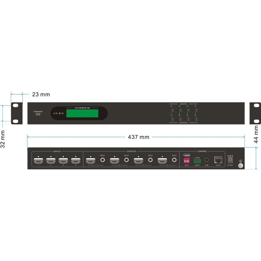 KanexPro Ultra-Fast 4x4 HDMI 2.0 Matrix Switcher with 4K/60Hz