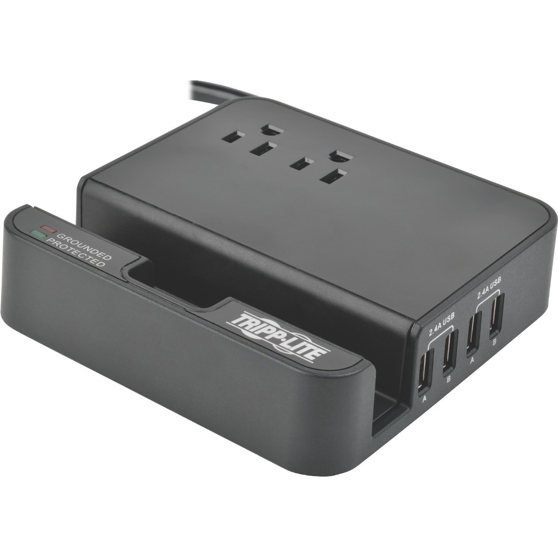 Tripp Lite by Eaton Personal Desktop Charging Station with 2-Outlet Surge Protector 6 ft. (1.83 m) Cord 1080 Joules 4 x USB (4.8A total)