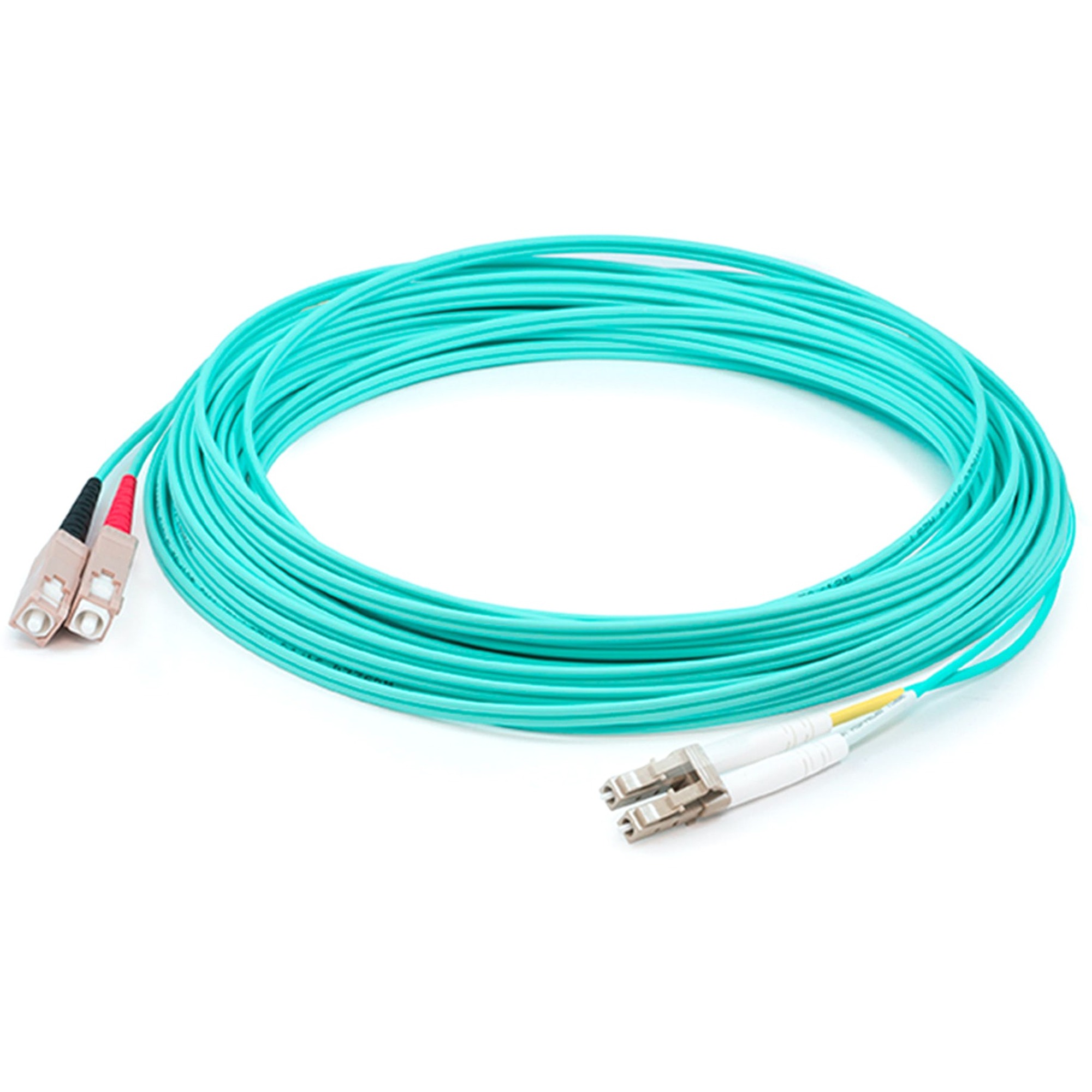 AddOn 34m SC to LC Aqua OM4 Duplex OFNR (Riser-Rated) Fiber Patch Cable