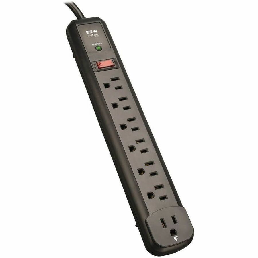 Tripp Lite by Eaton Protect It! 7-Outlet Surge Protector 6 Right-Angle Outlets 4 ft. (1.22 m) Cord 1080 Joules Diagnostic LED Black Housing
