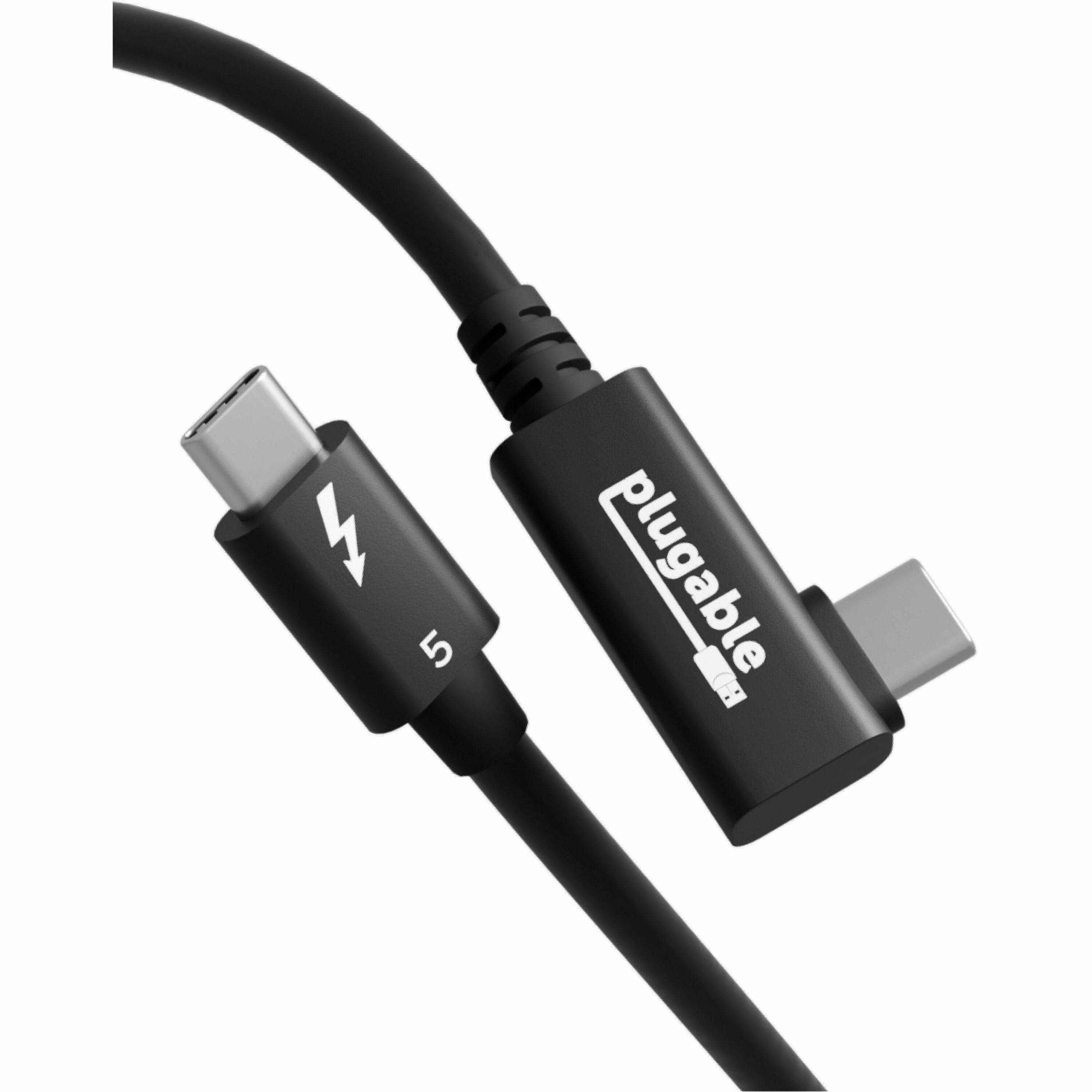 Plugable Thunderbolt 5 Cable Right Angle 80Gbps 240W Charging [Thunderbolt Certified]