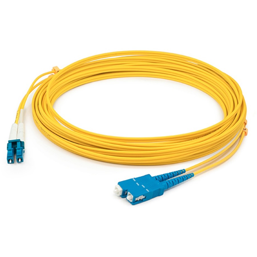 AddOn 23m SC to LC Yellow OS2 Duplex OFNR (Riser-Rated) SMF Fiber Patch Cable