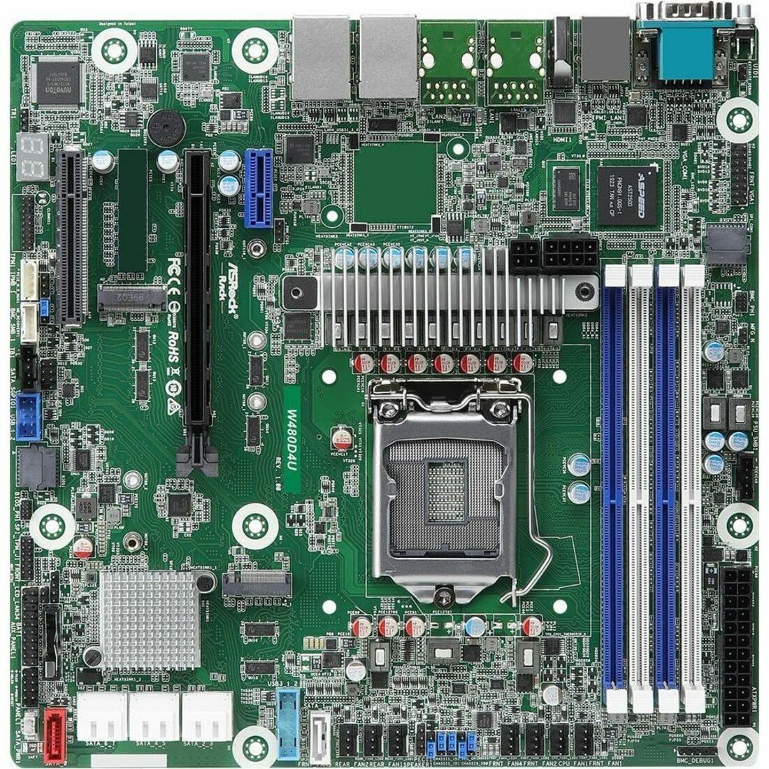 ASRock Rack W480D4U Server Motherboard - Intel W480 Chipset - Socket LGA-1200 - Micro ATX