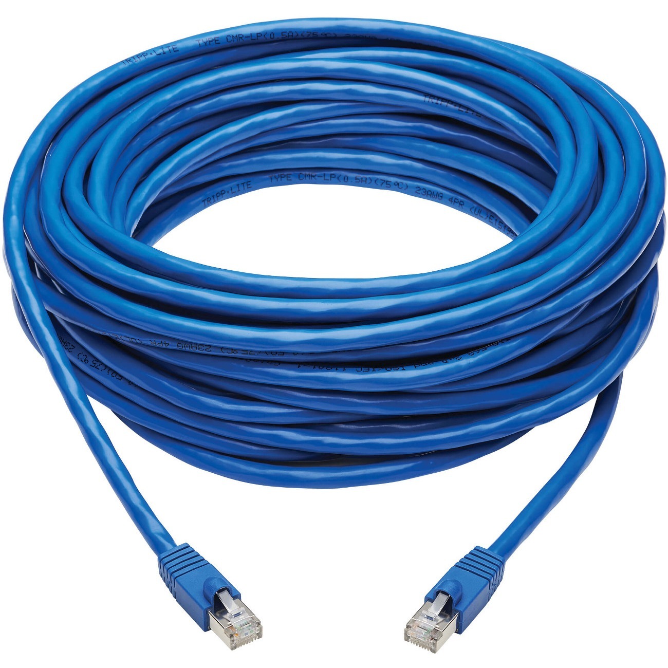 Tripp Lite by Eaton Cat6a 10G Snagless F/UTP Ethernet Cable (RJ45 M/M) PoE CMR-LP Blue 50 ft. (15.24 m)