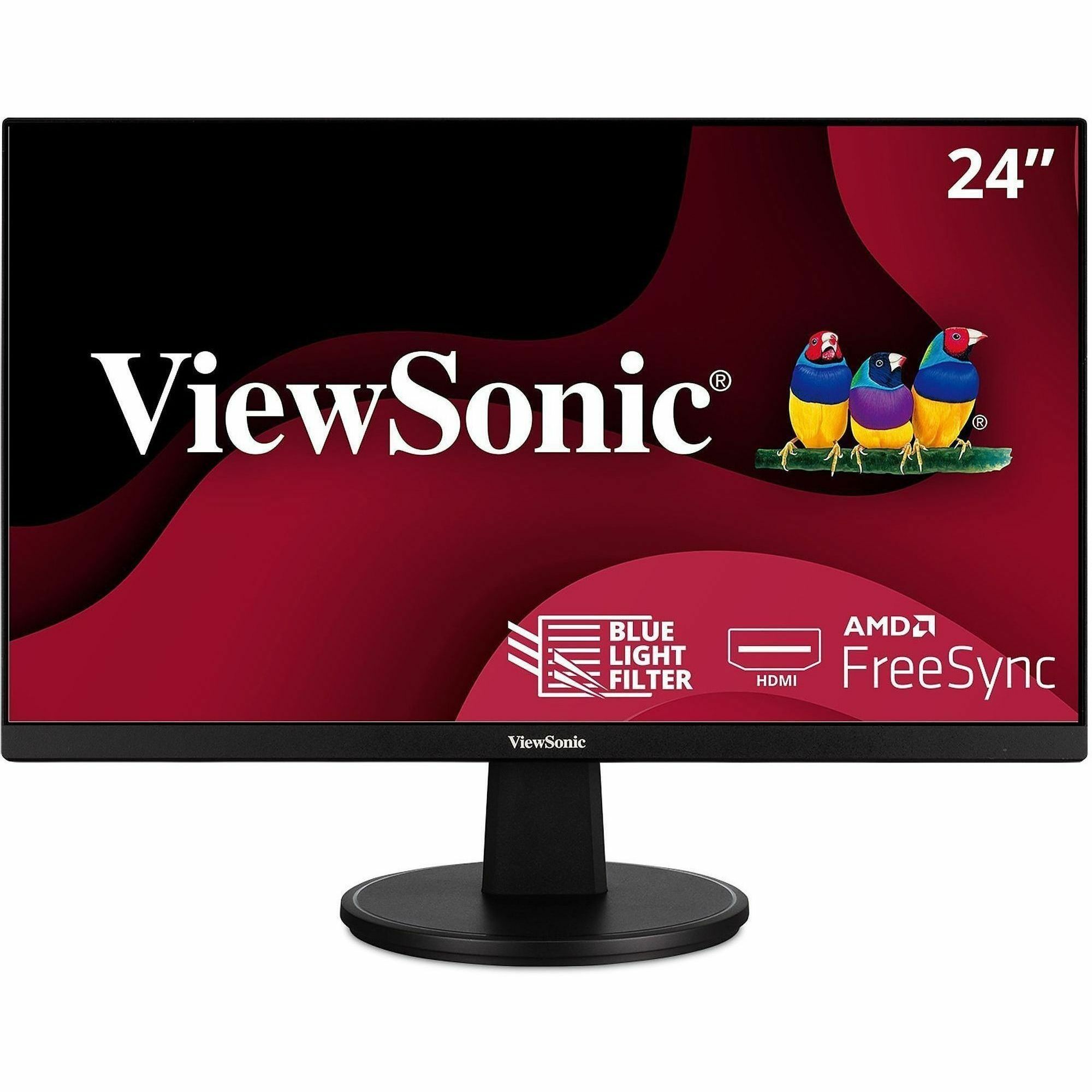 ViewSonic VA2447-MH 24 Inch Full HD 1080p Monitor with Ultra-Thin Bezel, AMDFreeSync, 75Hz, Eye Care, and HDMI, VGA Inputs for Home and Office