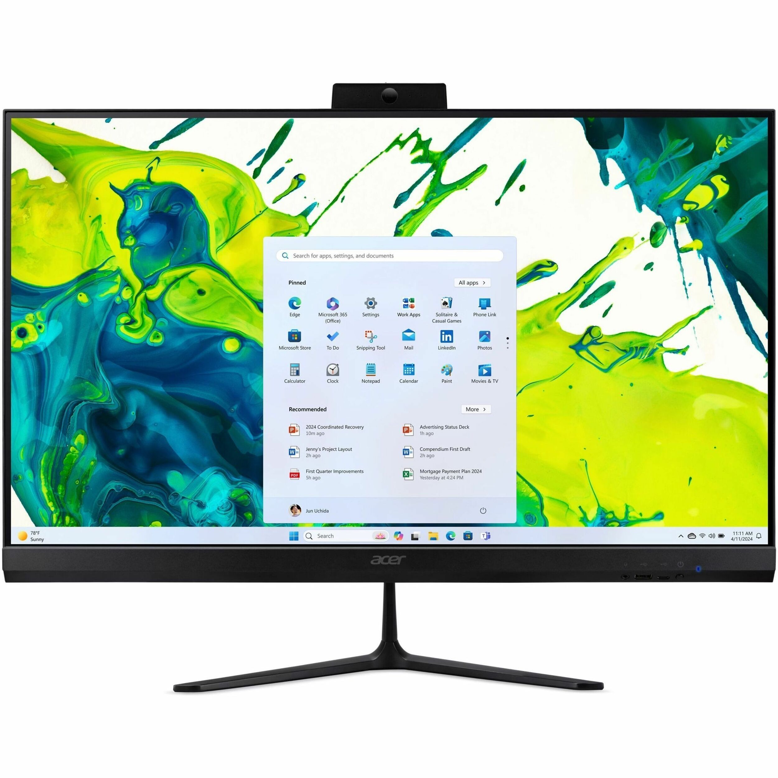 Acer Aspire C27-2G-UR17 All-in-One Computer - AMD Ryzen 7 5825U - 16 GB - 1 TB SSD - 27" Full HD - Desktop