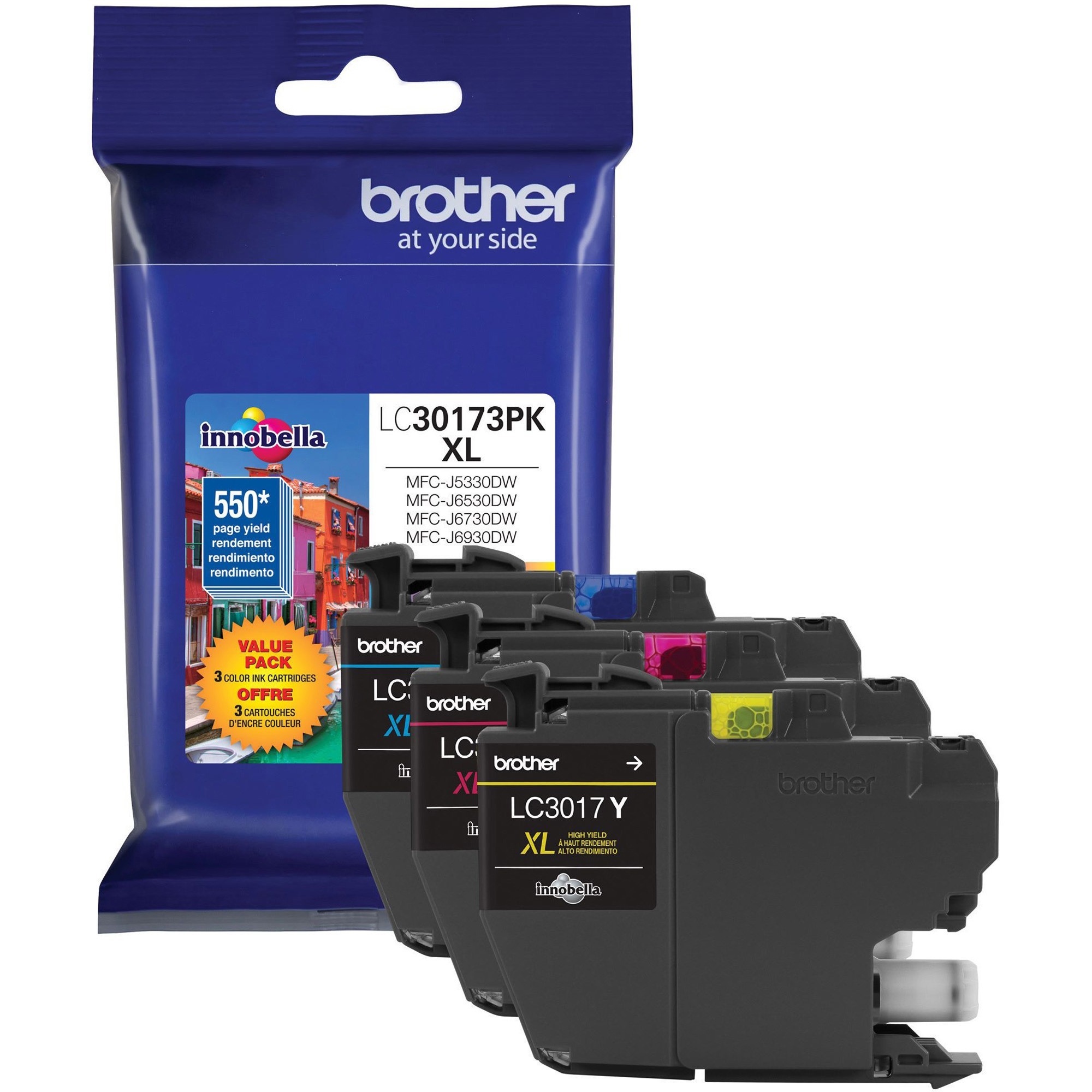 Brother Innobella LC30173PK Original High Yield Inkjet Ink Cartridge - Cyan, Magenta, Yellow - 3 / Pack