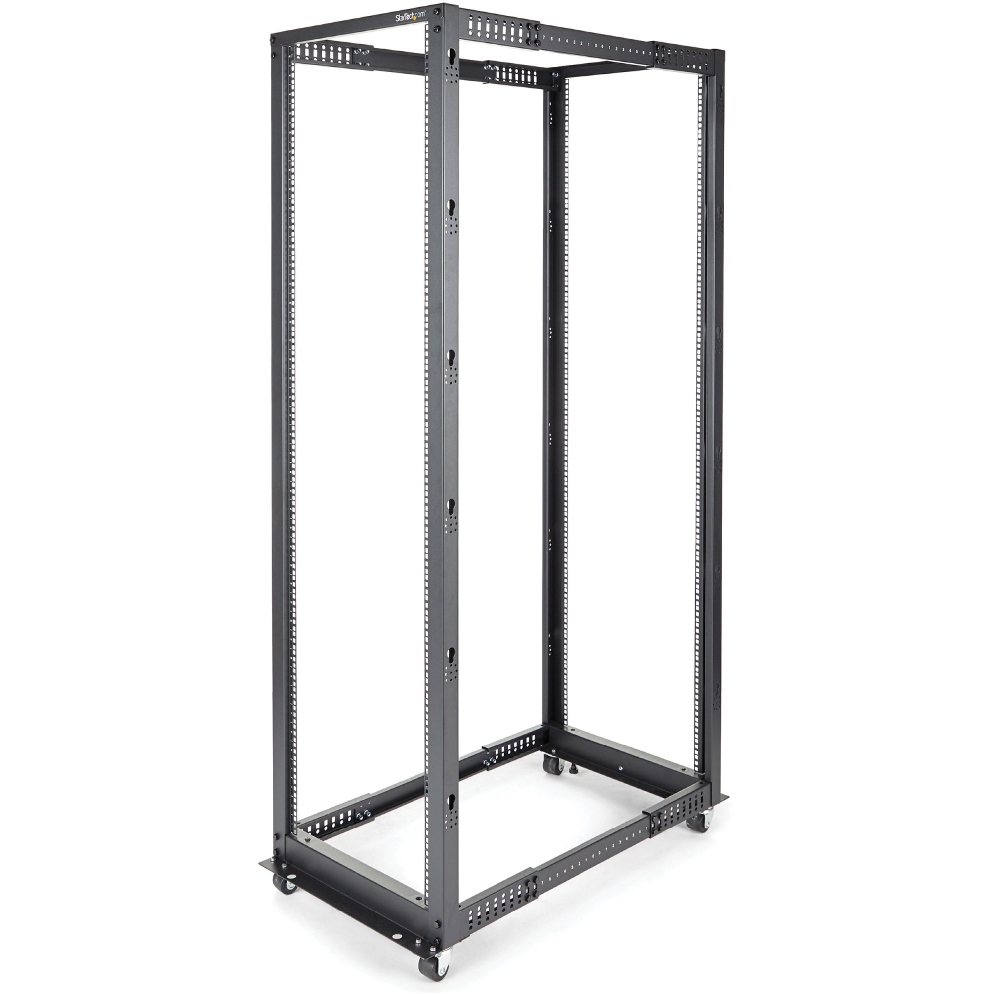 StarTech 4-Post 42U Mobile Open Frame Server Rack, 19" Network Rack with Casters, Rolling Rack for Computer/AV/Data/IT Equipment