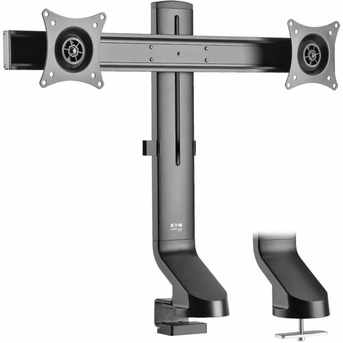 Tripp Lite by Eaton Dual-Display Monitor Arm with Desk Clamp and Grommet - Height Adjustable 17" to 27" Monitors