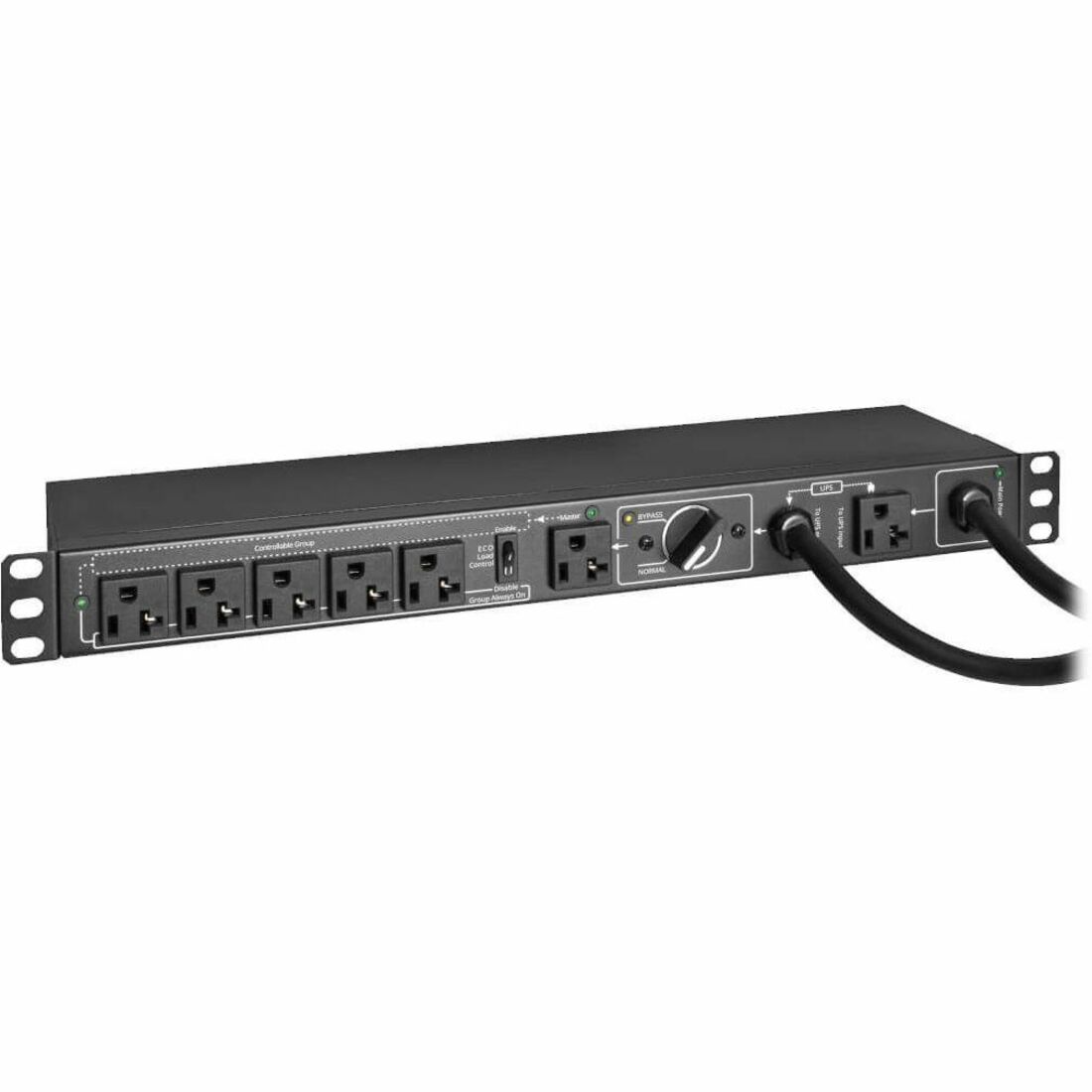 Tripp Lite by Eaton PDU 100-125V 16A Single-Phase Hot-Swap PDU with Manual Bypass - 6 NEMA 5-20R Outlets 2 5-20P Inputs 1U Rack/Wall