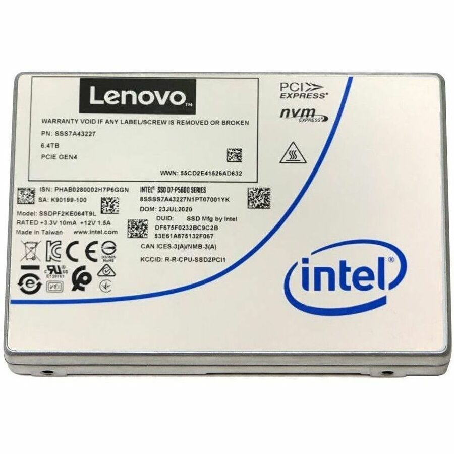 Lenovo 6.40 TB Solid State Drive - 3.5" Internal - U.2 (PCI Express NVMe 4.0 x4) - Mixed Use