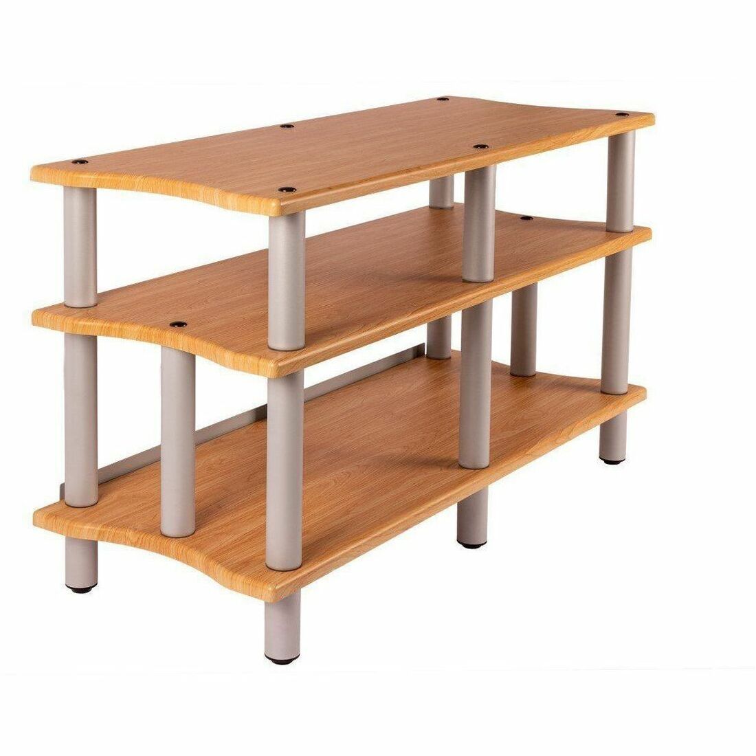 Monoprice Heavy Duty Double-Wide XL 3-Tier AV Stand, 60" Wide, Maple