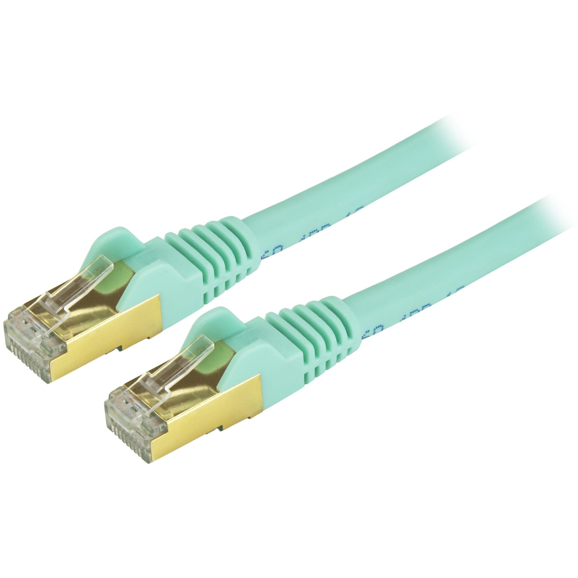StarTech 35ft CAT6a Ethernet Cable - 10 Gigabit Category 6a Shielded Snagless 100W PoE Patch Cord - 10GbE Aqua UL Certified Wiring/TIA