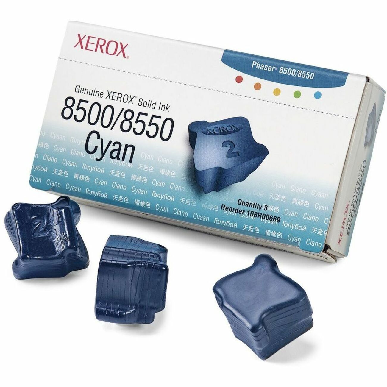 Xerox Genuine Phaser™ 8500/8550 Cyan Solid Ink (3000 Pages) - 108R00669