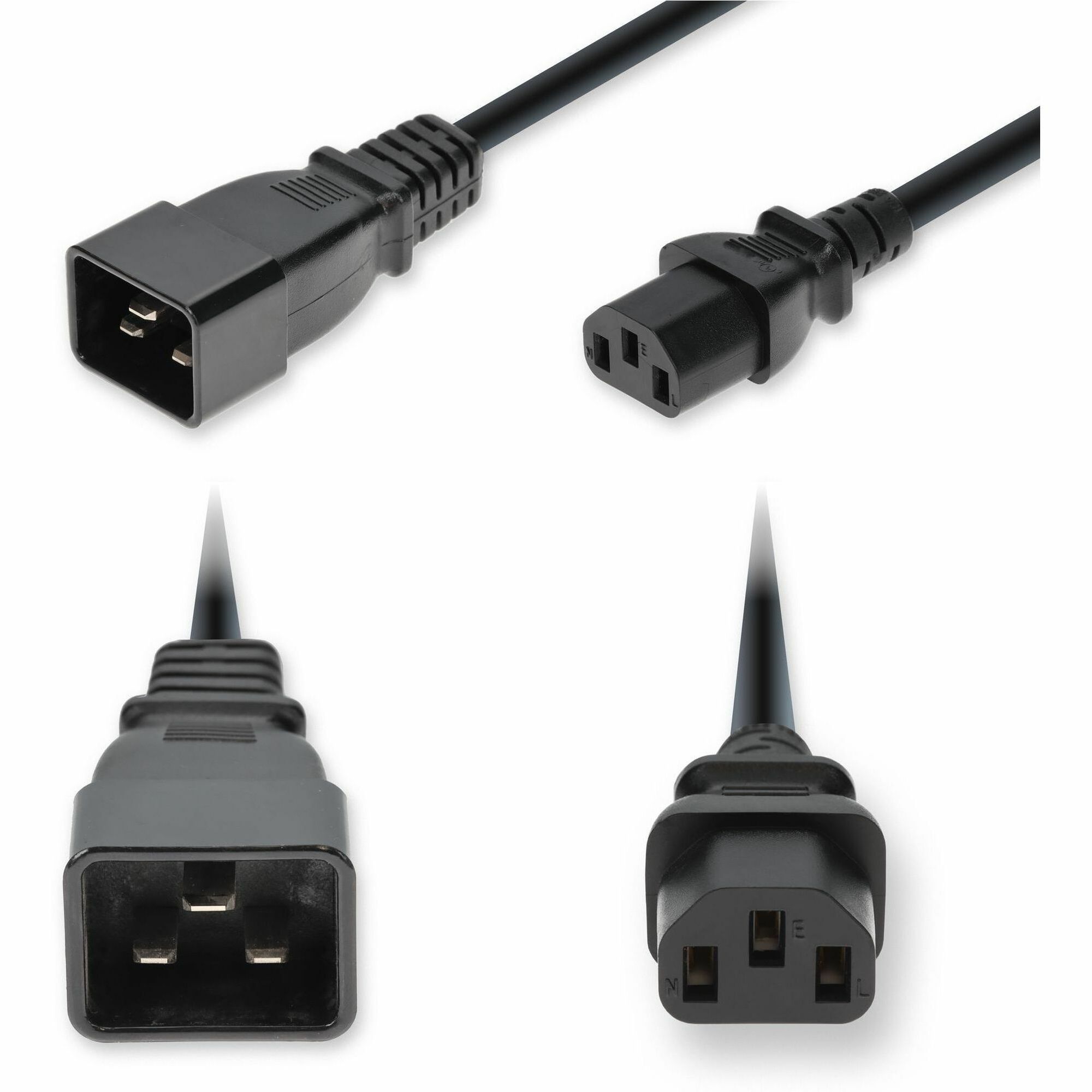 AddOn 10ft C20 Male to C13 Female Standard Commercial Temp 14 AWG 250V at 15A PVC SJT (Service Junior Thermoplastic) Black Power Cable