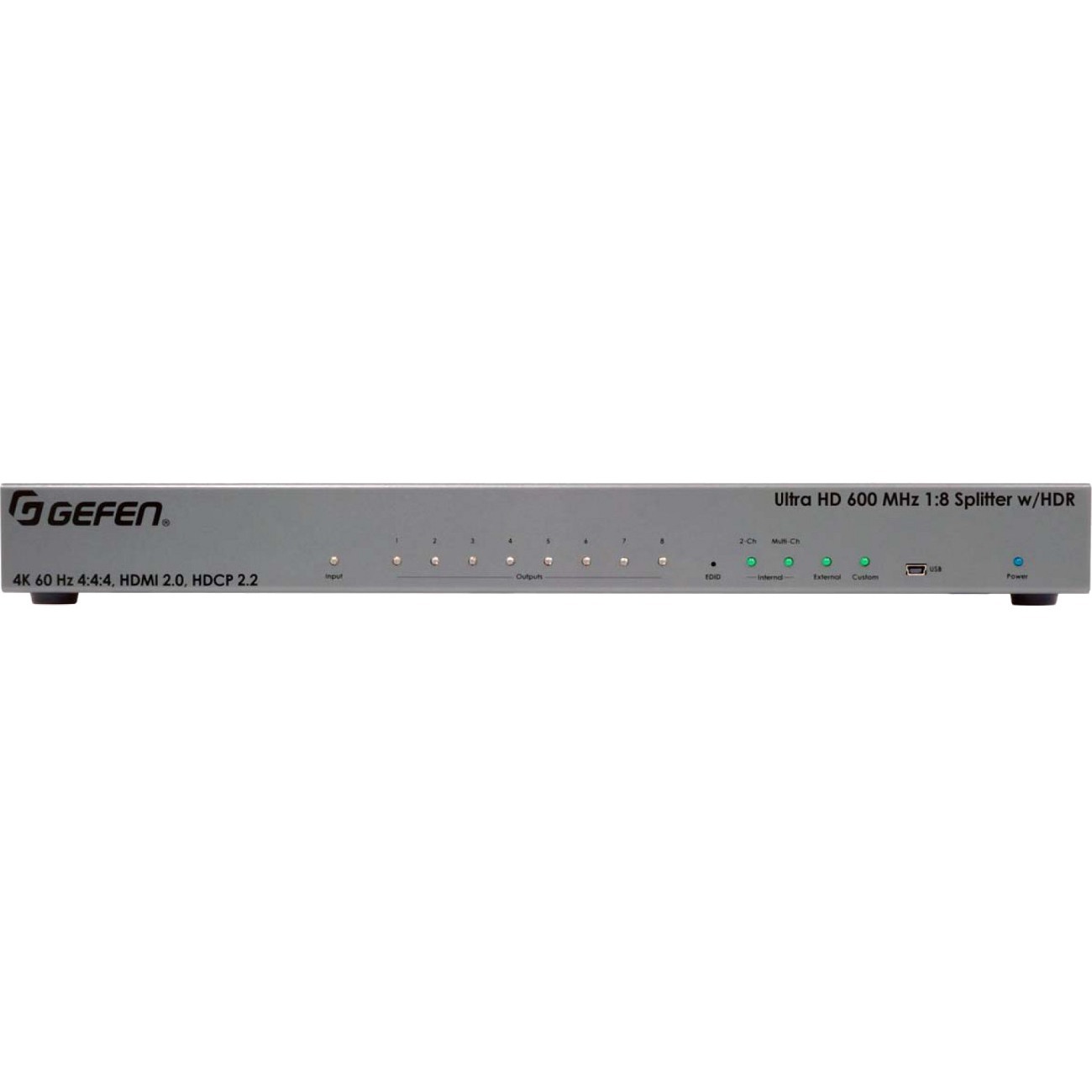 Gefen 4K Ultra HD 600 MHz HDMI Splitter, 8x Ultra HD Display, 4K 60Hz, HDR, Deep Color, HDCP 2.2, Dolby Atmos, DTS-X, 3D Pass-Through, Cascading, EDID Management, Audio Control, Video Distribution
