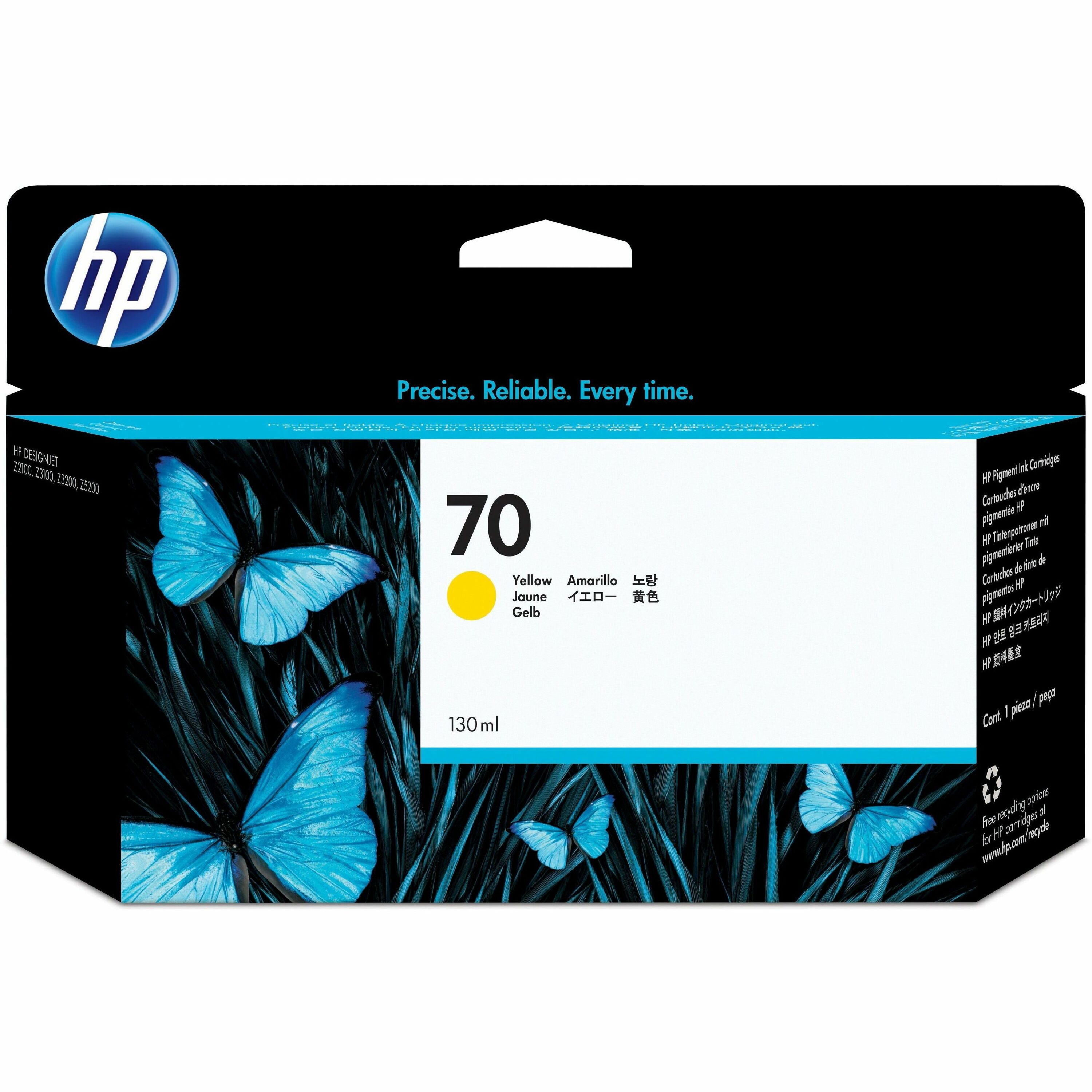 HP 70 (C9454A) Original Inkjet Ink Cartridge - Single Pack - Yellow - 1 Each