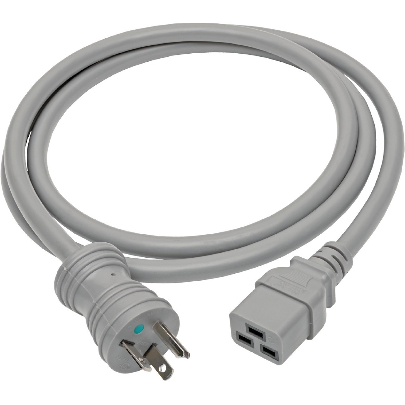 Eaton Tripp Lite Series Hospital-Grade Power Cord, NEMA 5-20P to C19 - Heavy-Duty, Green Dot, 20A, 125V, 12 AWG, 6 ft. (1.83 m), Gray