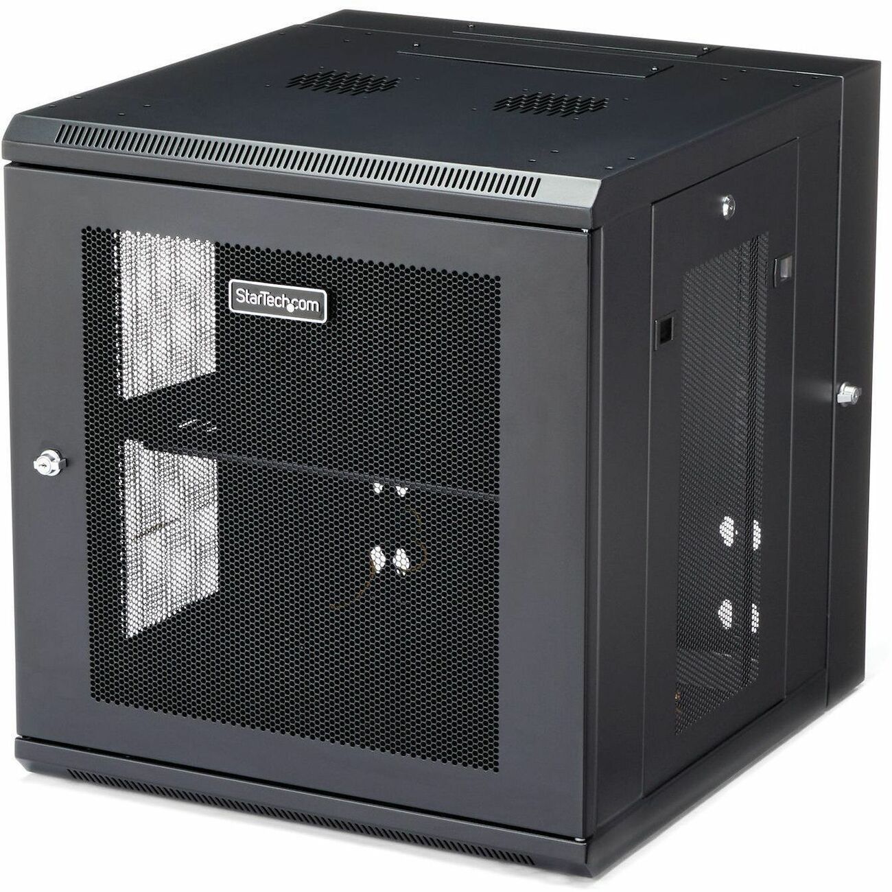 StarTech 4-Post 12U Wall Mount Network Cabinet, 19" Hinged Wall-Mounted Server Rack for IT Equipment, Flexible Lockable Rack Enclosure