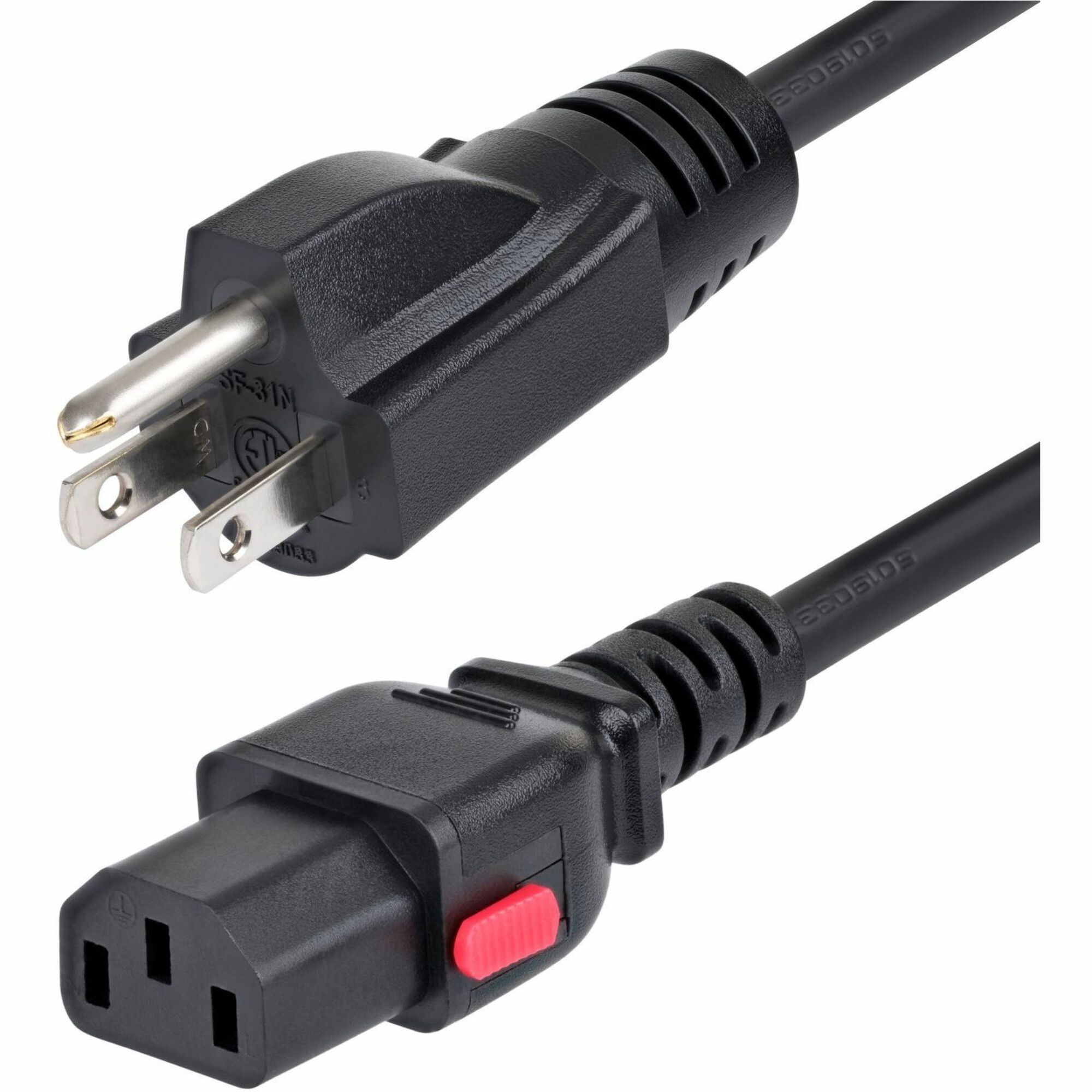 StarTech 15ft (4.5m) Computer Power Cord, NEMA 5-15P to Locking C13, 125V 10A, 18AWG, Replacement AC Power Cable, ETL Listed, TAA