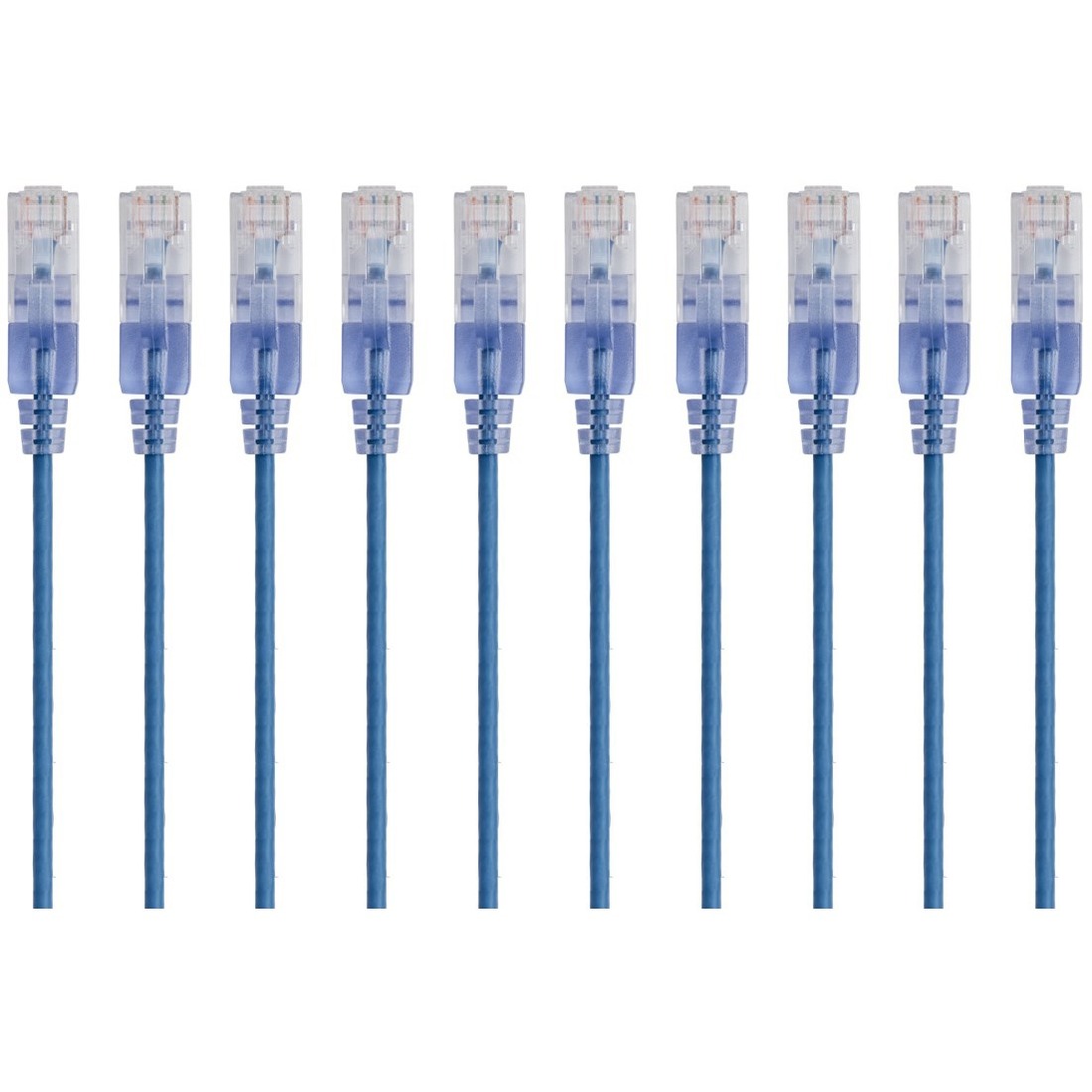 Monoprice 10-Pack, SlimRun Cat6A Ethernet Network Patch Cable, 1ft Blue