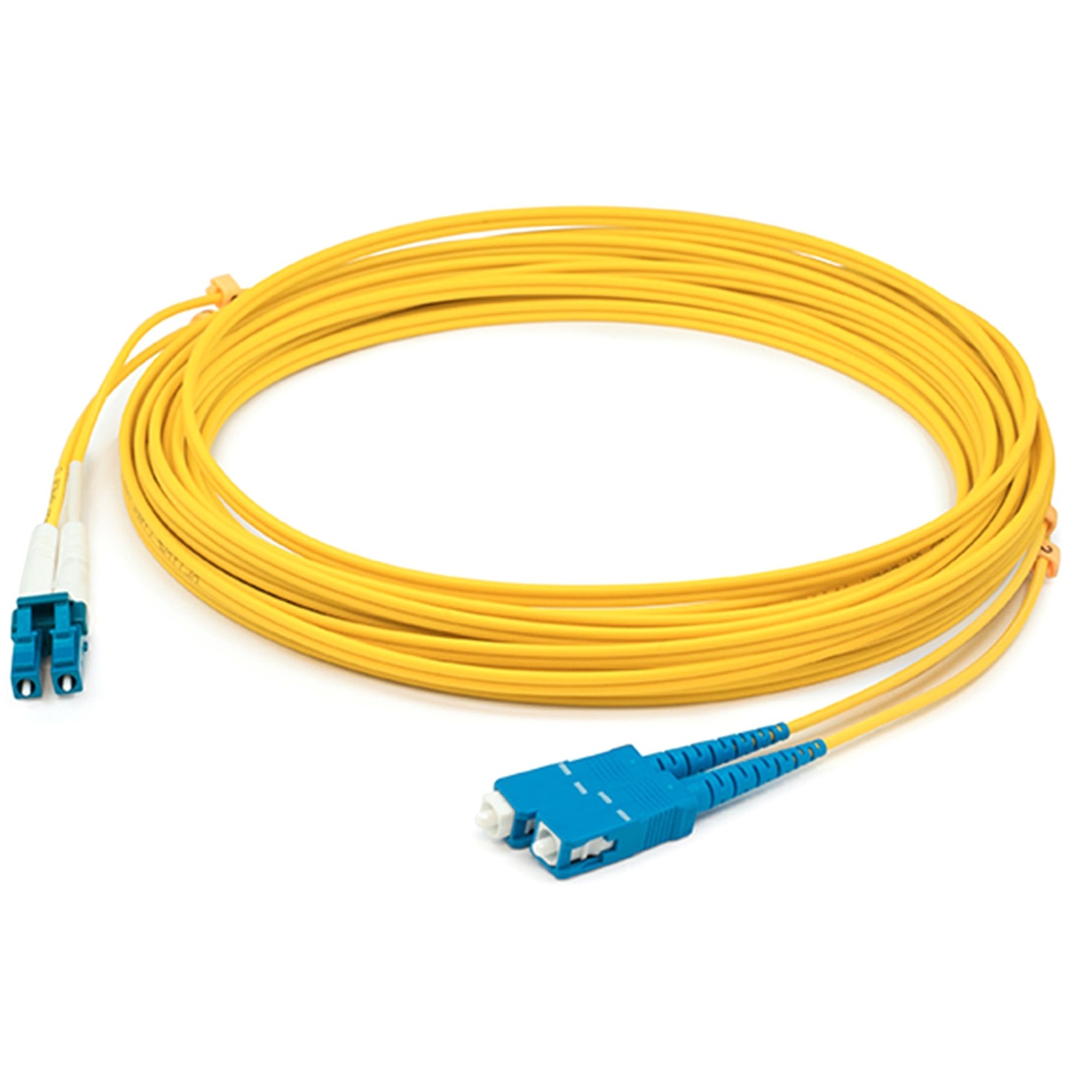AddOn 62m SC to LC Yellow OS2 Duplex OFNR (Riser-Rated) SMF Fiber Patch Cable