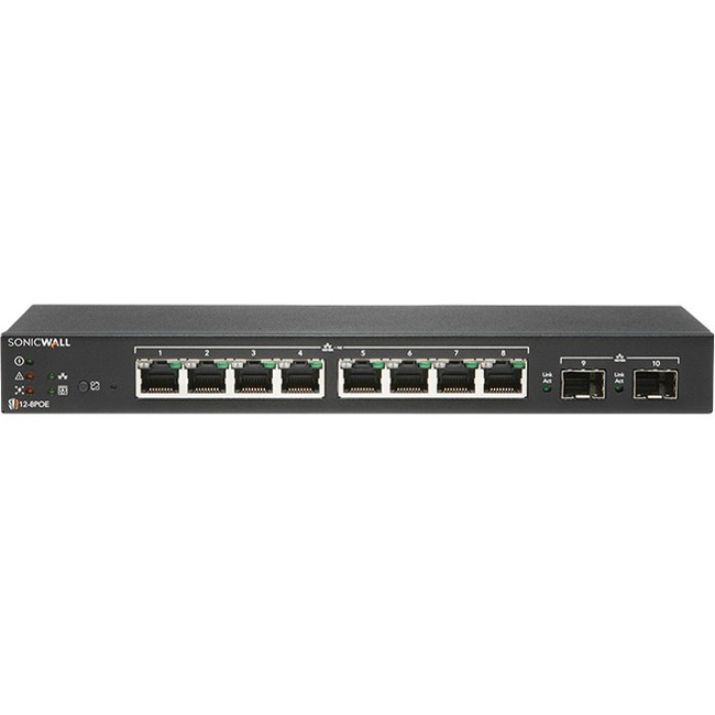 SonicWall SWITCH SWS12-8POE WITH WIRELESS NETWORK MANAGEMENT ESSENTIAL AND SUPPORT 1YR
