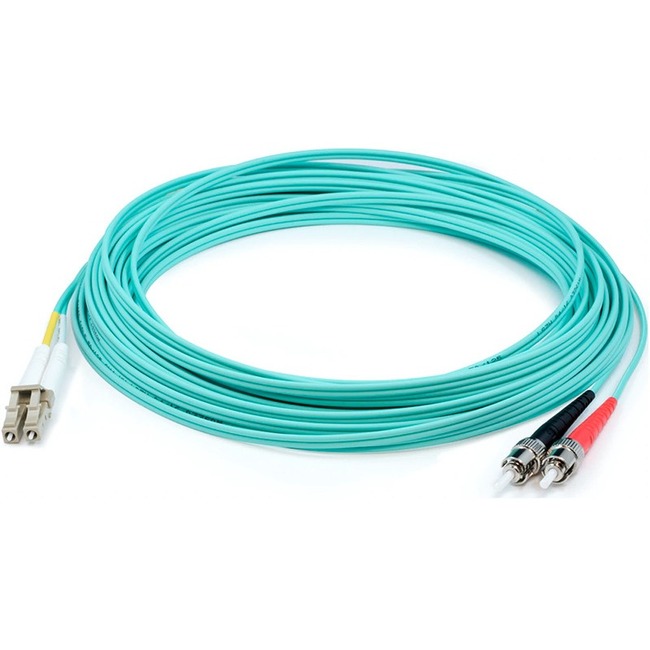AddOn 58m ST to LC Aqua OM4 Duplex OFNP (Plenum-Rated) Fiber Patch Cable